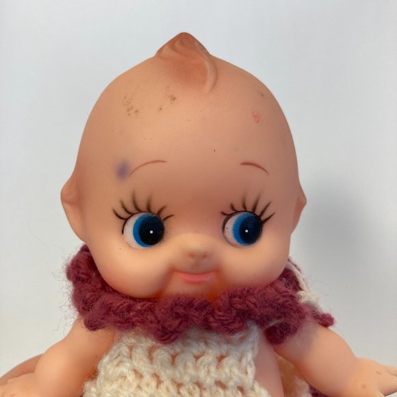 Vintage Kewpie Doll Soft Vinyl Rubber 7.5" moveable arm legs jointed Blue Eyes - Picture 15 of 15